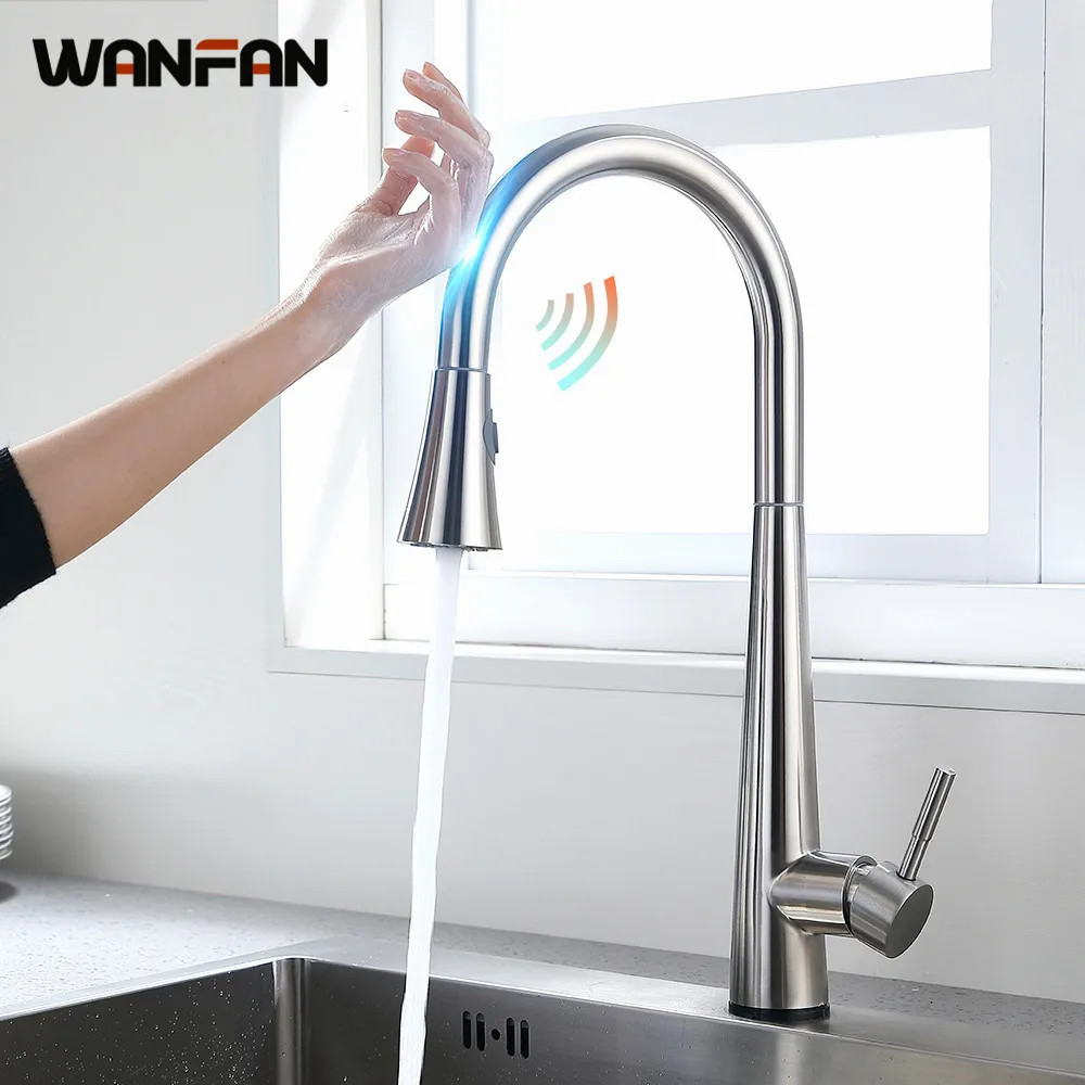 Сенсорный датчик кухонный кран выдвижной для кухни водопроводный с гибким