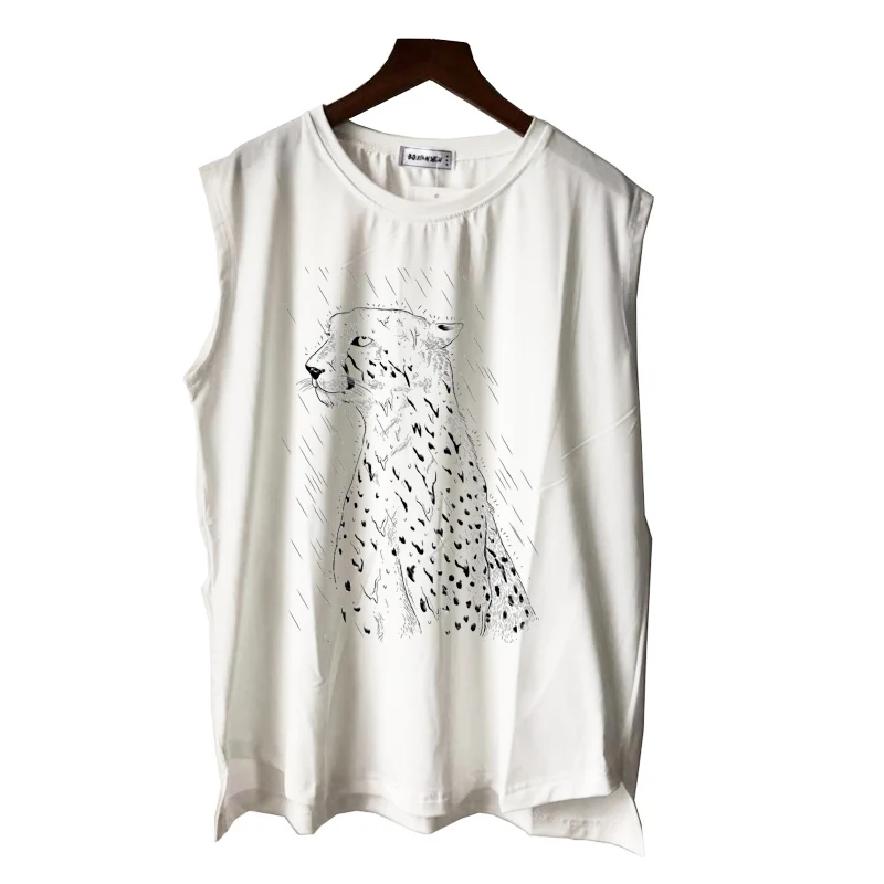 Леопардовая пантера под дождем черно-белая майка с принтом для мужчин женщин