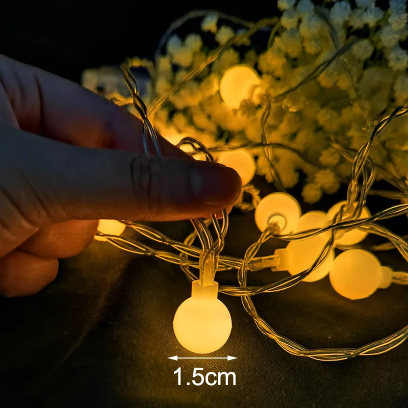 

3M 20LED Cherry Balls LED String Lights Battery USB Fairy Lights Garland For Home Christmas 2021 Wedding Decor Outdoor Lighting