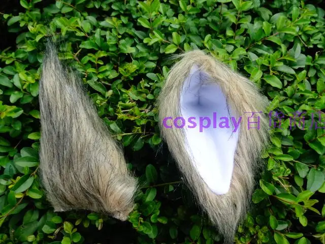 Косплей Универсальный дикий волк плюшевый серый хвост уши|tails plush|cosplay plushears tail |