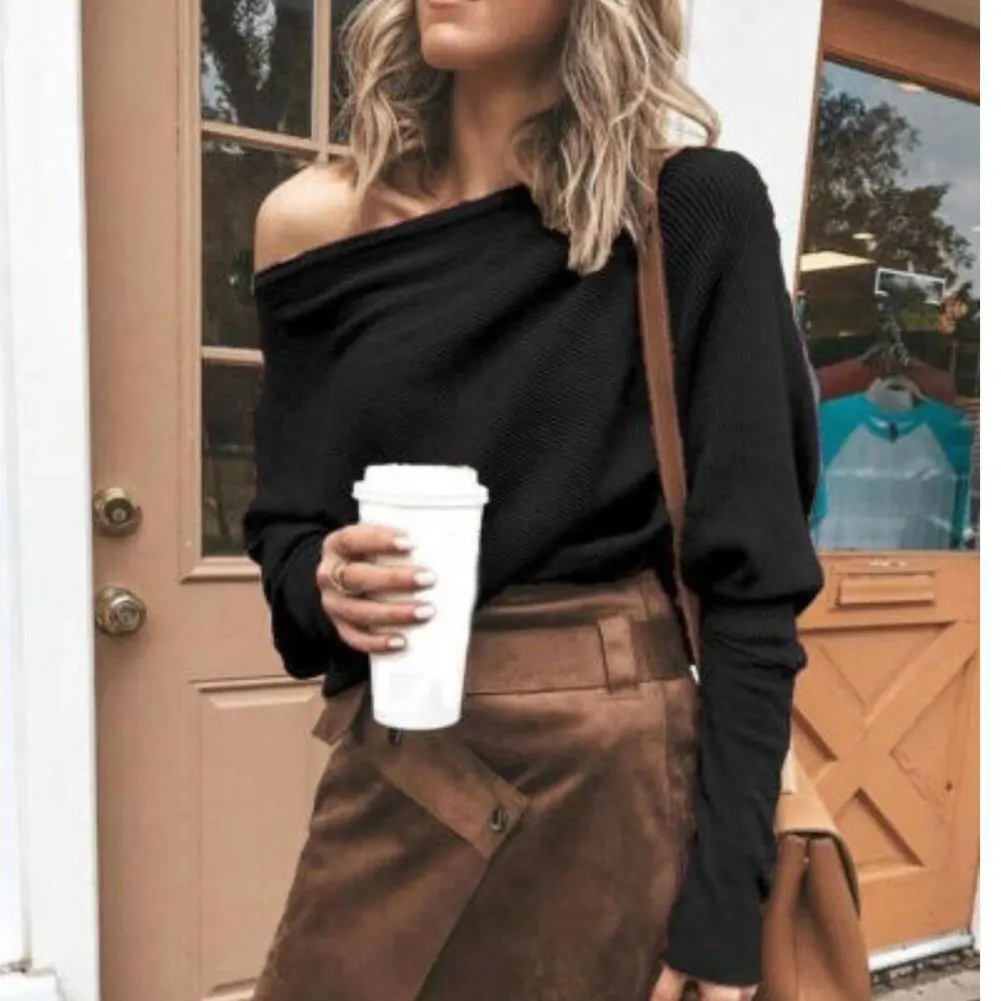 

Women Bat Thread Sleeve Tops Long Sleeve Casual Loose Shirt Travel Shopping A66