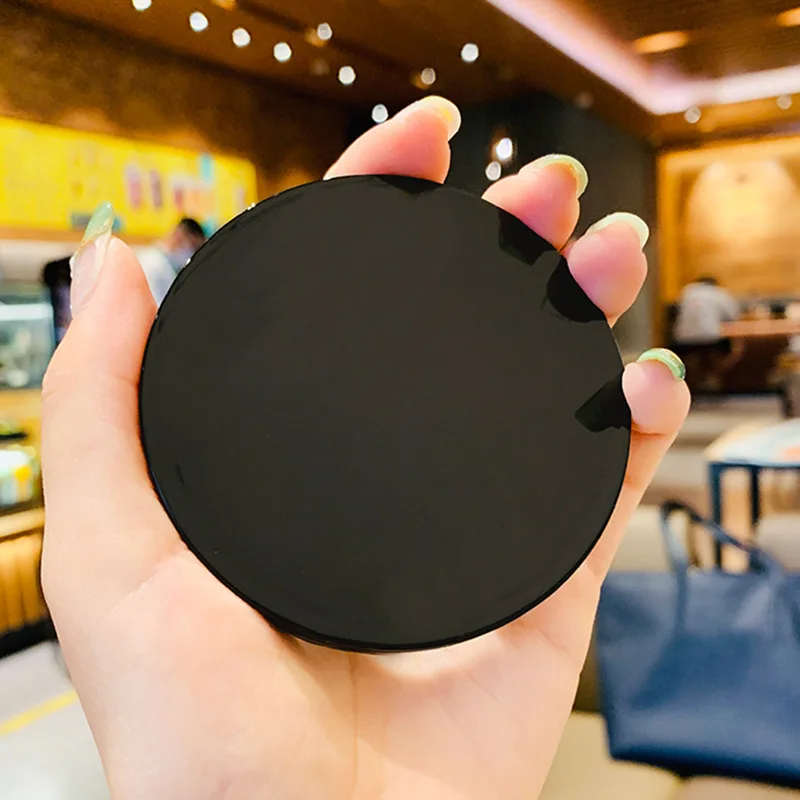 Женское модное черное портативное зеркало для макияжа 1 шт. гладкое