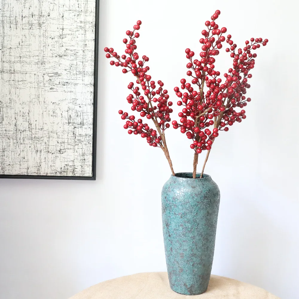Рождественские красные фрукты искусственные ягоды ветки фруктов Падуба вишни