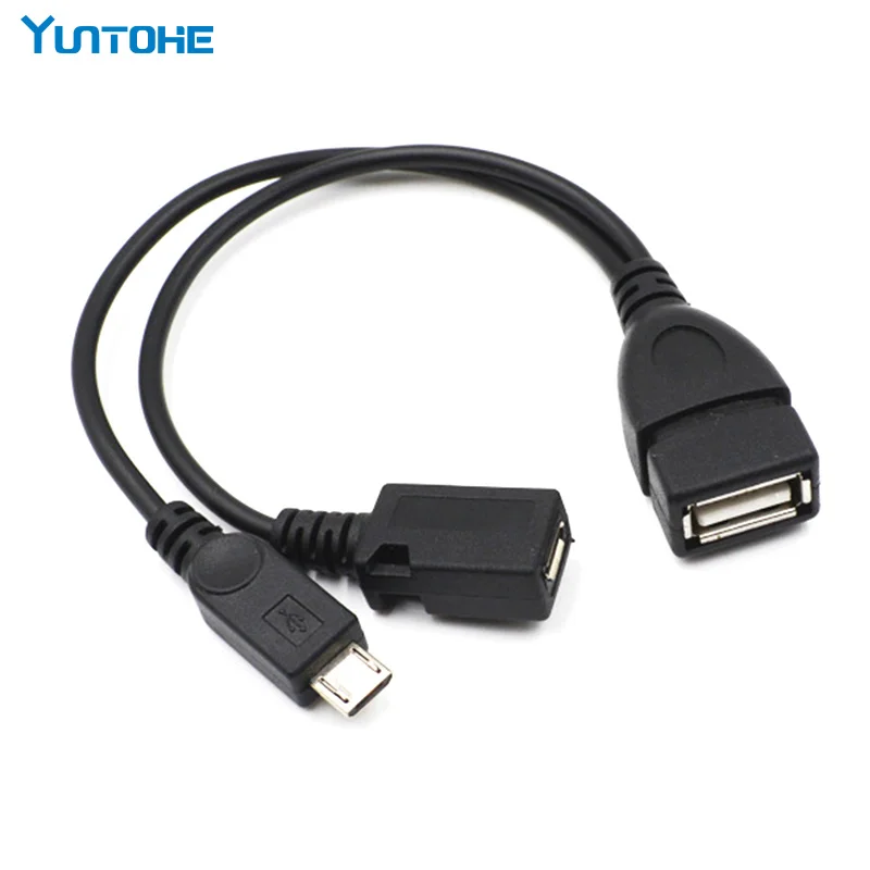 Оптовая продажа 2 в 1 микро OTG USB адаптер хост Мощность Y сплиттер конвертер к Micro 5 Pin
