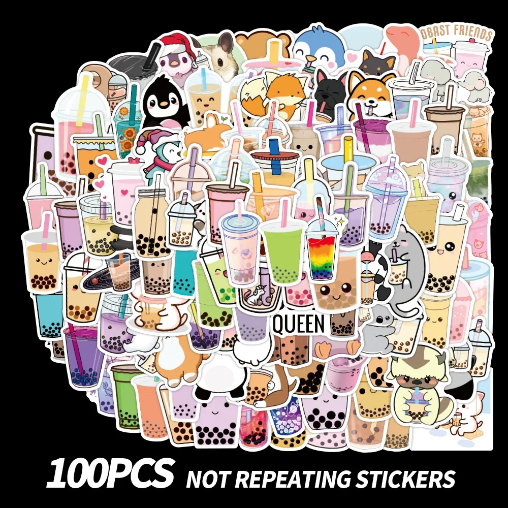 50/100 шт. стикеры с изображением молочного чая