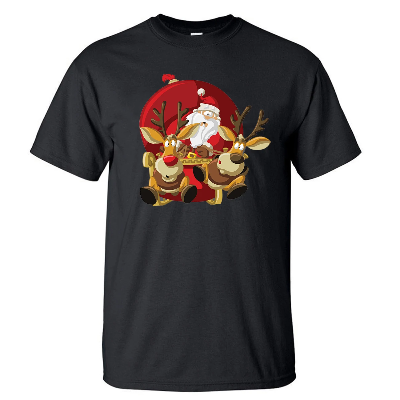 Рождественская забавная Мужская футболка с оленем Новогодняя хлопковая летняя