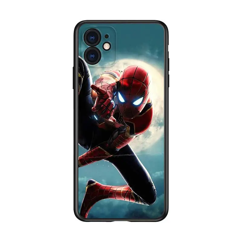 Marvel Spiderman hero for Apple iPhone 12 Pro Max Mini 11 Pro XS Max X XR 6S 6 7 8 Plus 5S SE2020 Soft Black Phone Case