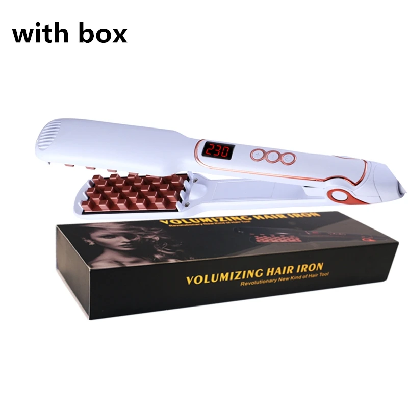 white with box Модный утюжок для наращивания волос, плоский утюжок с ЖК-дисплеем, выпрямитель для волос, подходит для длинных коротких волос, стильные пушистые инструменты - Цвет: white with box