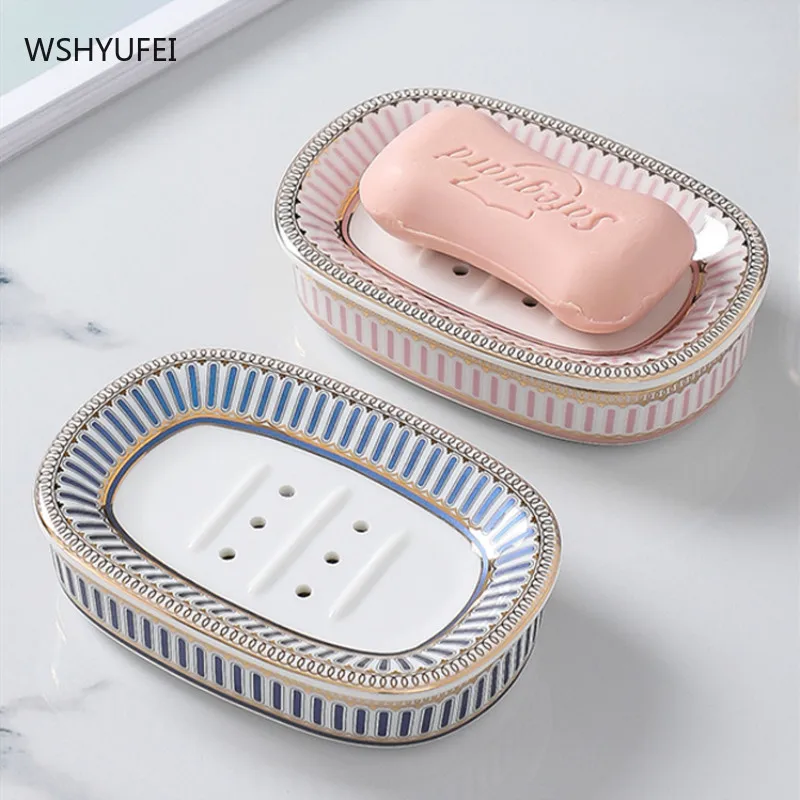 Nordic Light Luxury Ceramic Soap dish soap Container Jewelry watch Storage rack hotel household Shower tray bathroom Decoration