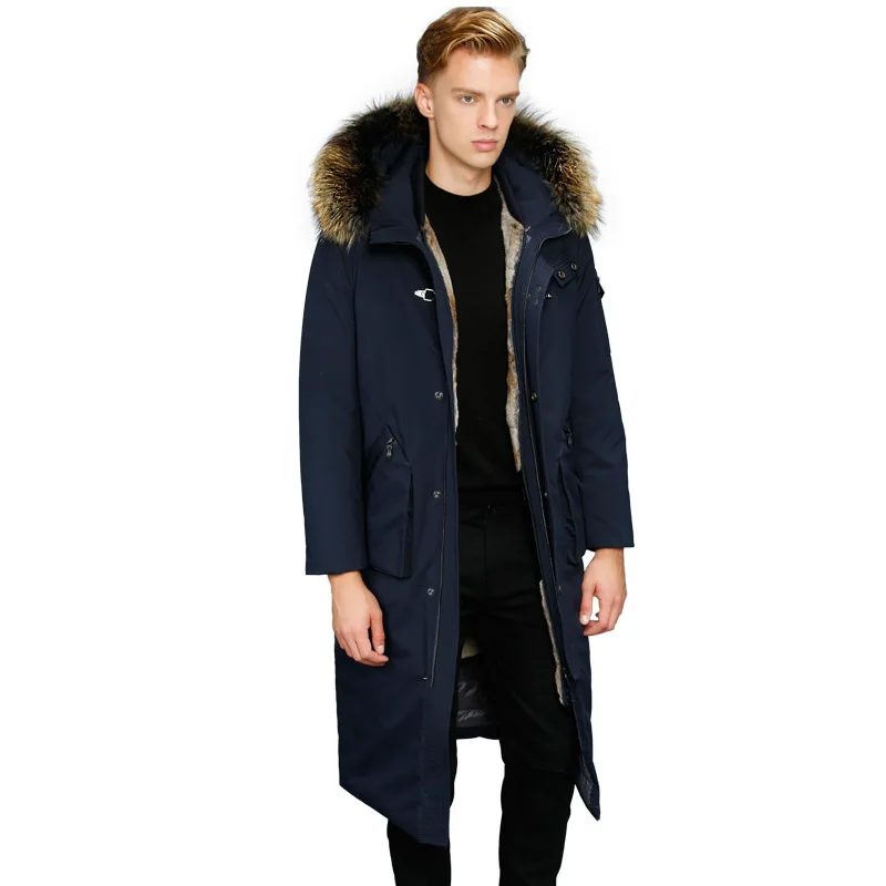 

man's coat, Real long winter Paka, goose coat, warm rabbit skin lining, man's coat,