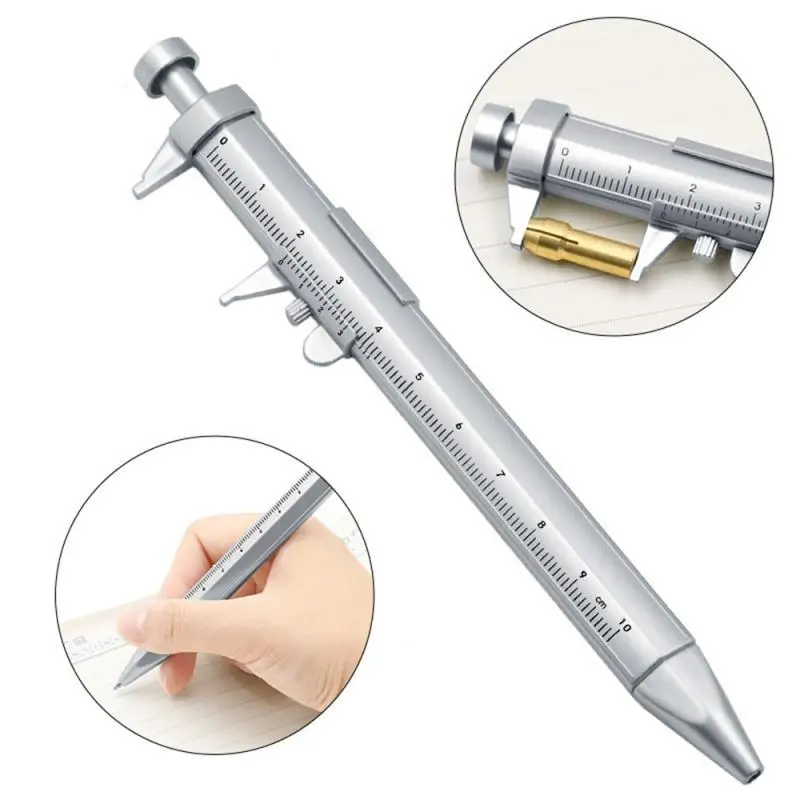 

Pen 0-100MM Creative Ballpoint Pen Vernier Caliper Tool Silver Vernier Caliper Multifunction Pen School Gifts Marker Pen