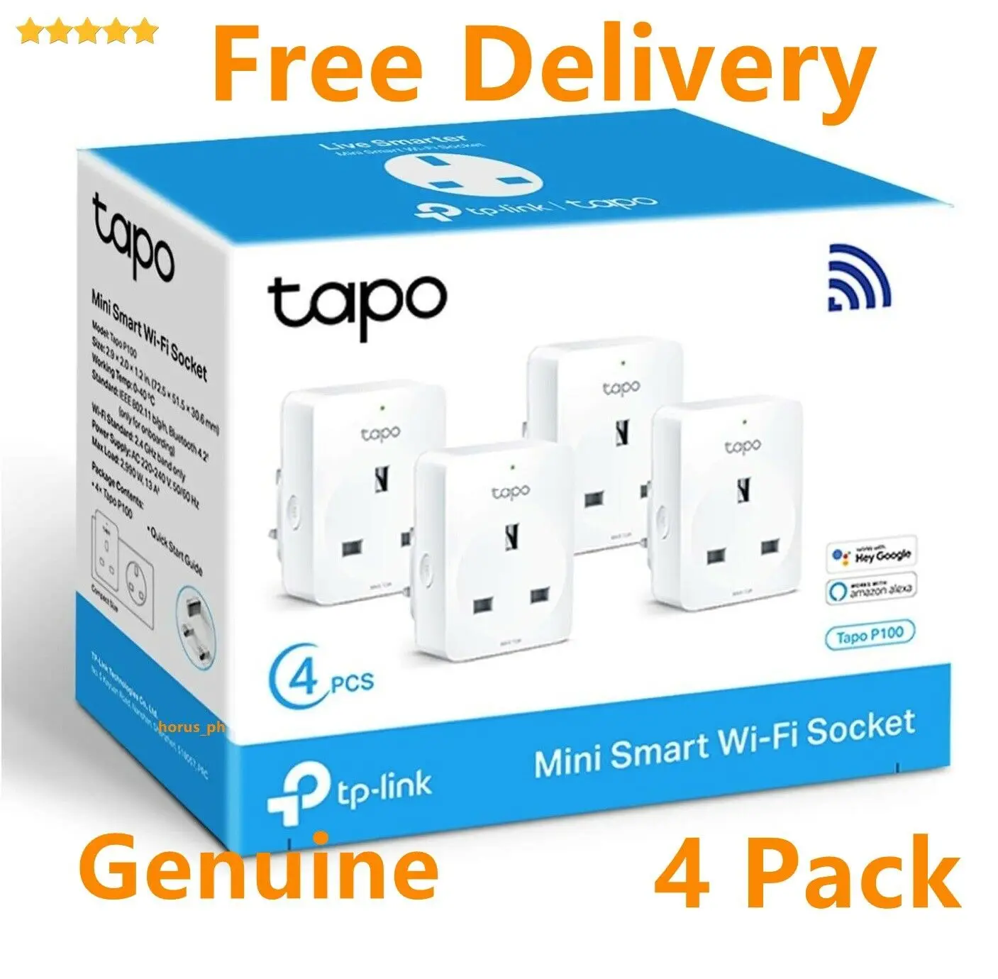 

4 шт., смарт-розетка TP Link Tapo P100 с голосовым управлением