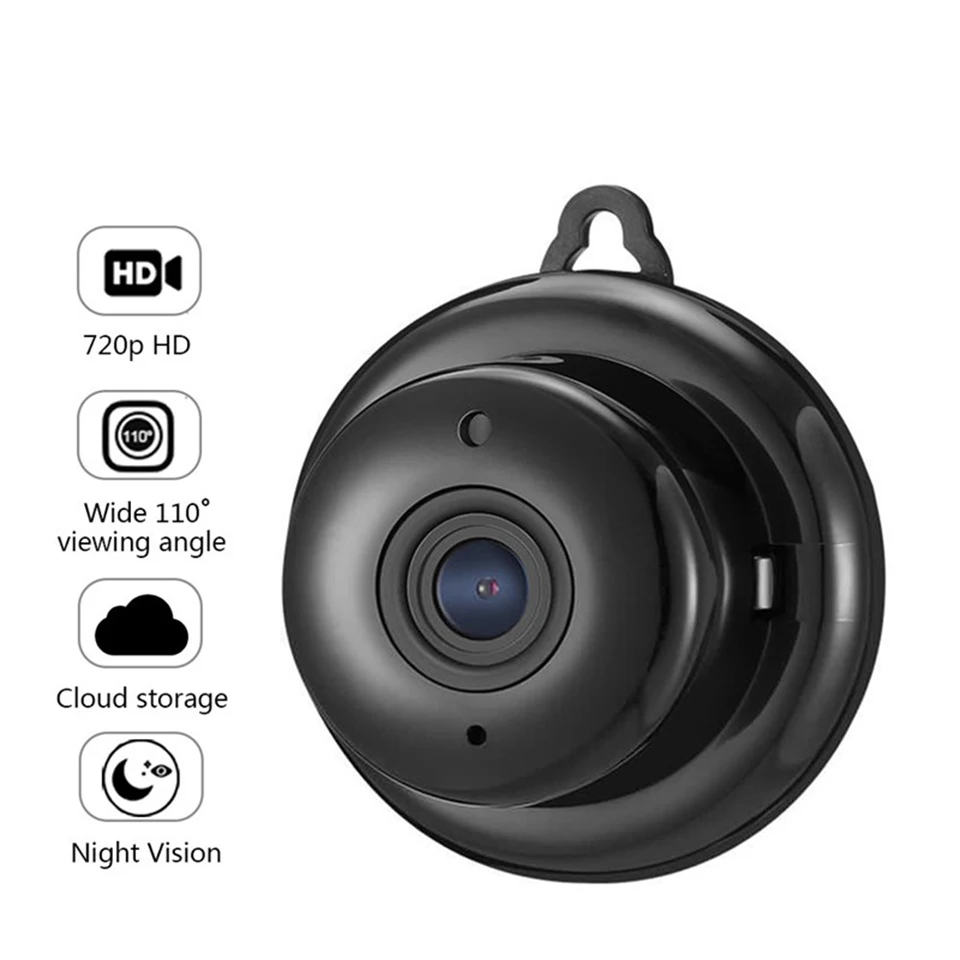 Tendway Беспроводная мини WiFi камера 720P HD ИК ночного видения Домашняя безопасность Облако IP камера CCTV Обнаружение движения монитор для младенца - Цвет: Black EU plug