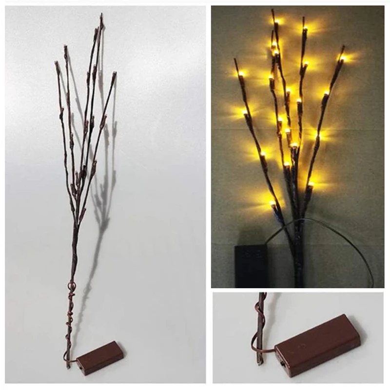 

20LED Branch Lights Led Artificial Branches Battery Powered Lights Willow Twig Lighted Branch for Decoration,Warm White-ABUX
