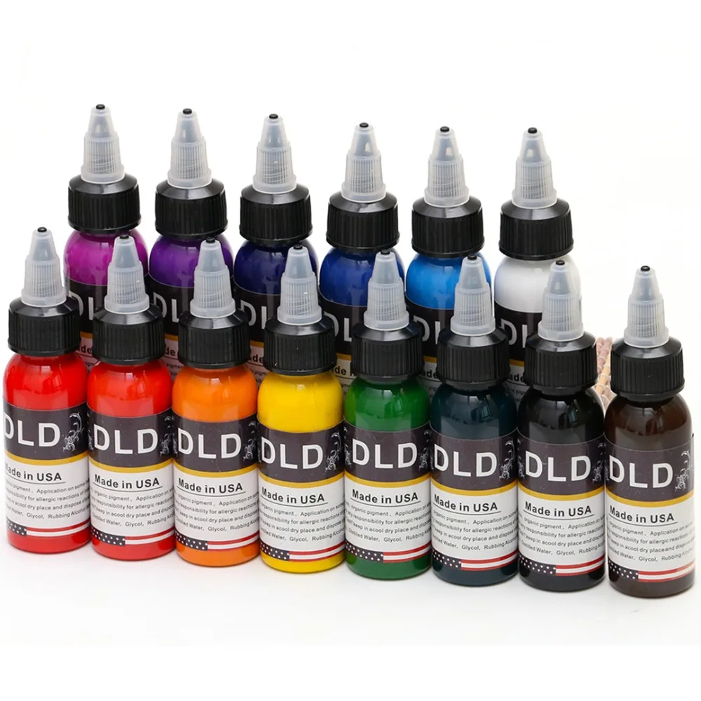 

New Design 14 Basic Colors Multipurpose Tattoo Ink Set Pigment 1oz (30ml) Body Art Paint Professional Tattoo Supply