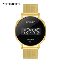 sanda mens watches top luxury brand fashion touch led digital watch men gold steel band waterproof wristwatch relogios masculino