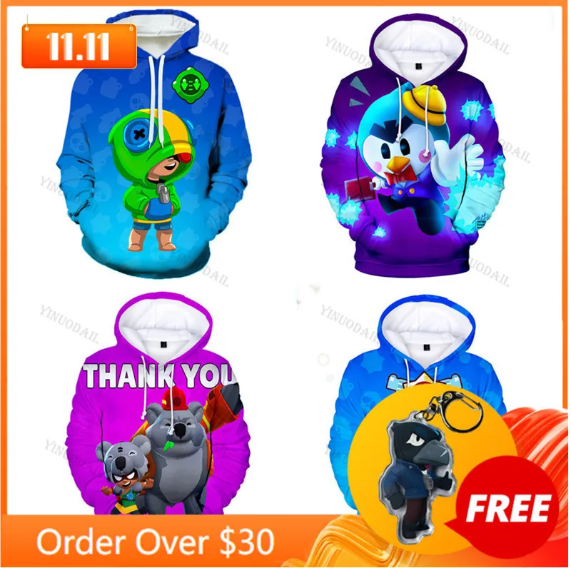 

Browlers Cartoon Hoodie NITA Star,s Shooting Game 6 To 19 Years Kids Leon Sweatshirt 3D Hoodie Boys Girls Tops Teen Clothes