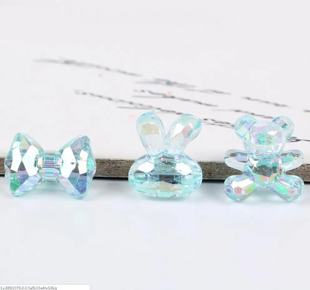 

100PCS Cute Candy Color Bunny Bowknot Ladies Acrylic Charm Handmade Necklace Bracelet Ladies Jewelry Accessories