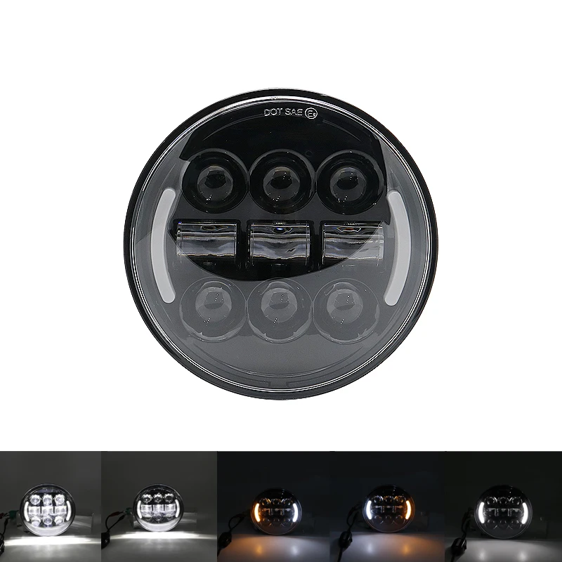 side halo black 5 3/" светодиодные фары для мотоцикла h4 led 5,75 дюймов светодиодные фары Водонепроницаемые светодиодные фары - Цвет: side halo black