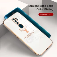 gkk plating straight edge case for oppo a5 a9 2020 a11 a11x anti knock protection silicone cover for oppo find x3 pro case coque
