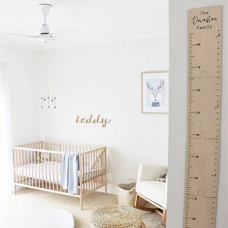Creative Wooden Splicing Kids Height Growth Chart Ruler for Boys Girls Height Gauge Room Decor Wall Meter Measurement Stickers images - 6