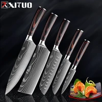 xituo kitchen knives stainless steel damascus laser pattern knife paka wood handle fruit vegetable meat cooking tools accessorie