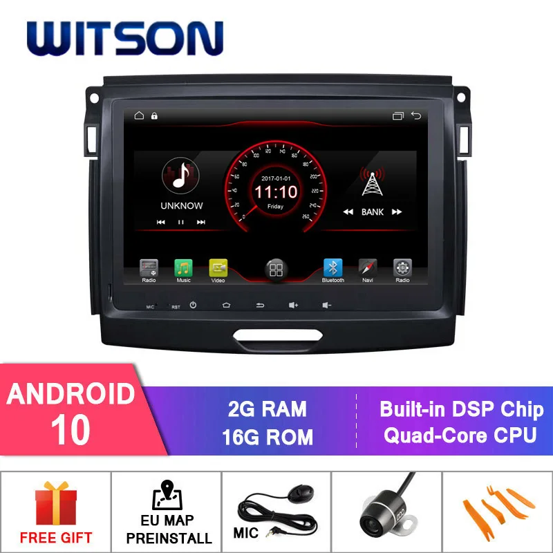 Автомобильный DVD-плеер WITSON ANDROID 10 для FORD RANGER 2016 внешний микрофон 2 Гб ОЗУ 16 ПЗУ