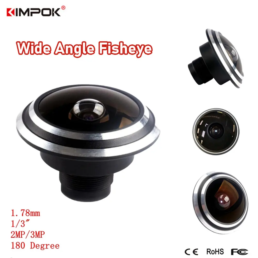 

KIMPOK 1/3 2MP 3MP Panoramic 180 Degree HD Door Eye Surveillance Camera Lens 1.78mm Wide Angle Fisheye Camera Lens