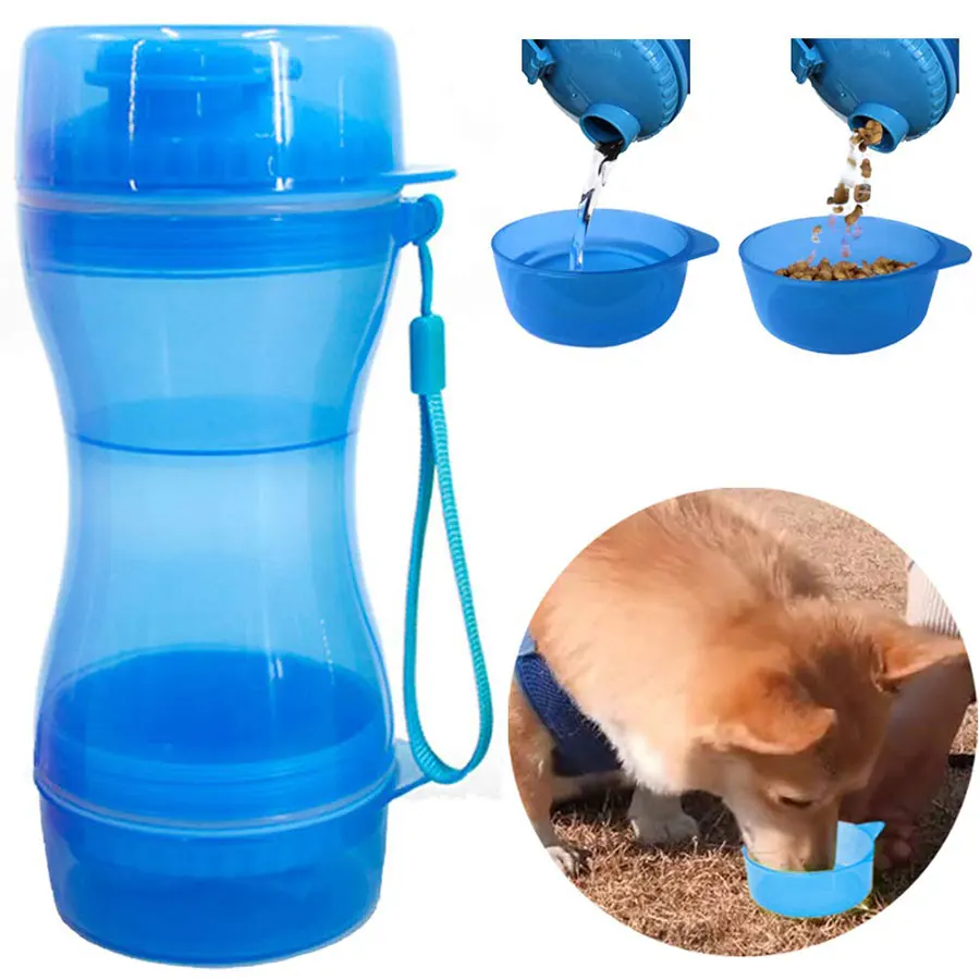 

2 in 1 Portable Pet Dog Water Bottle Food Container For Small Large Dogs Travel Drinking Bowl Outdoor Pet Water Dispenser Feeder
