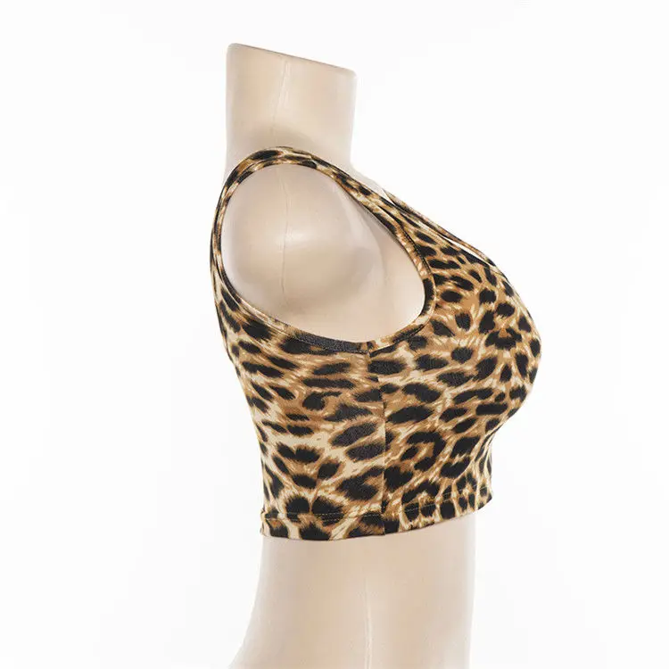 

2020 autumn new product sexy leopard print slim sports vest suspenders tube top top is slim and slim