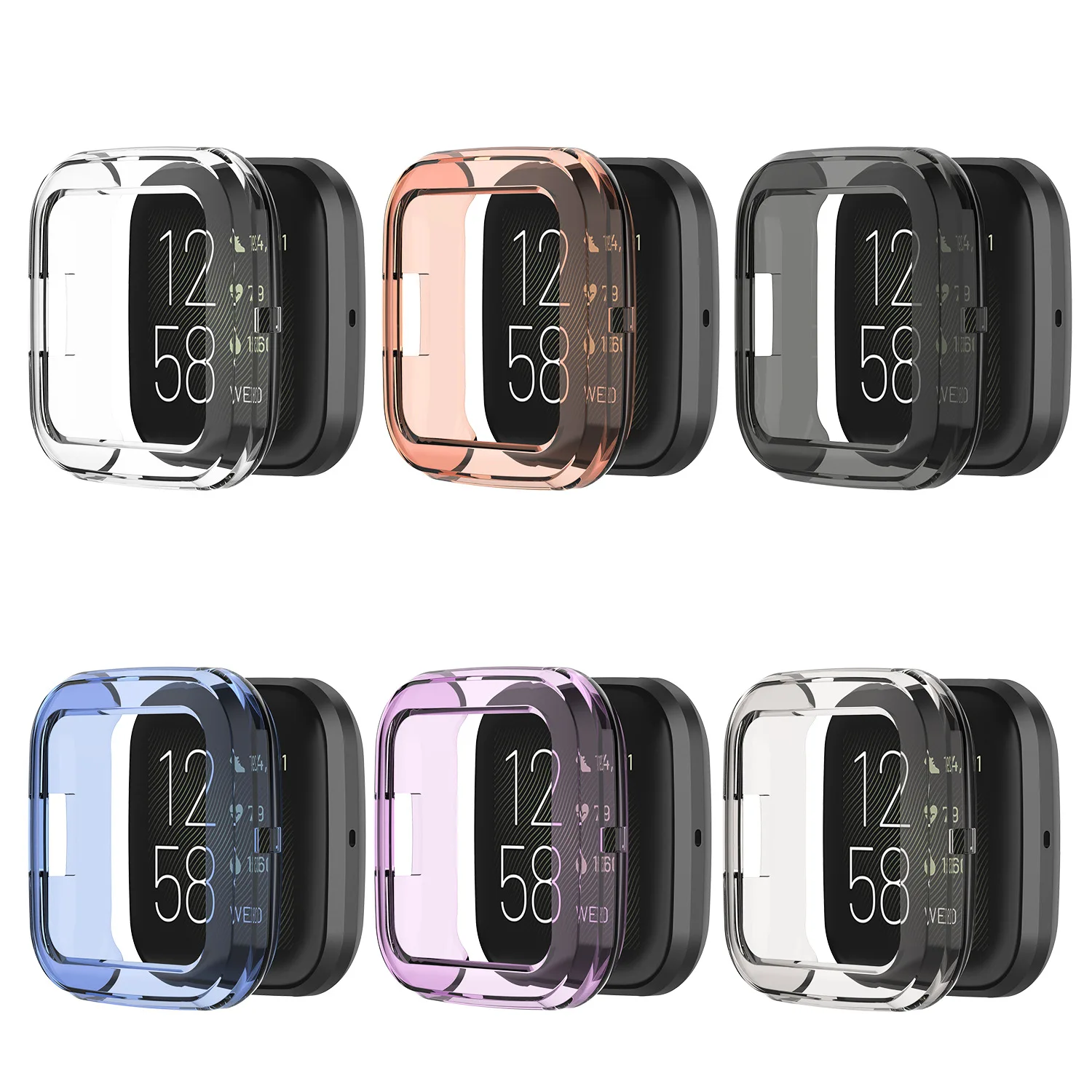 100 шт./лот прозрачный силикон чехол для Fitbit Versa 2 Смарт часы защитный чехол Сменные аксессуары ремешок для часов 6 цветов
