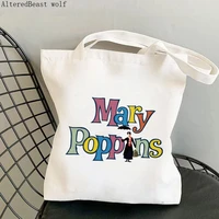 women shopper mary poppins vintage printed kawaii bag harajuku shopping canvas shopper bag girl handbag tote shoulder lady bag