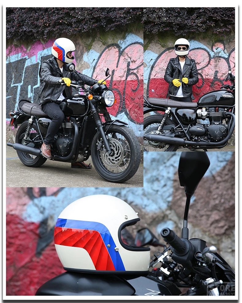 AMZ мотоциклетный шлем Полнолицевой шлем для мотокросса Retrol rbike Riding Racing Casco Moto с точечной сертификацией