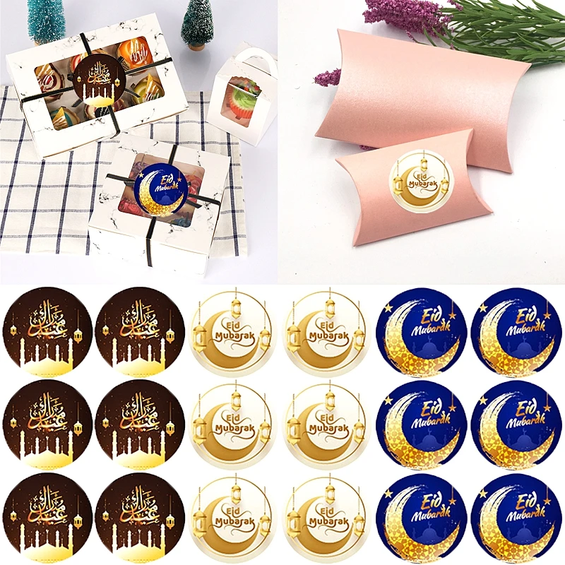 

60pcs Ramadan Eid Stickers Eid Mubarak Candy Gift Box Label Paper Bag Seal Sticker Ramadan Kareem Supplies Decoration