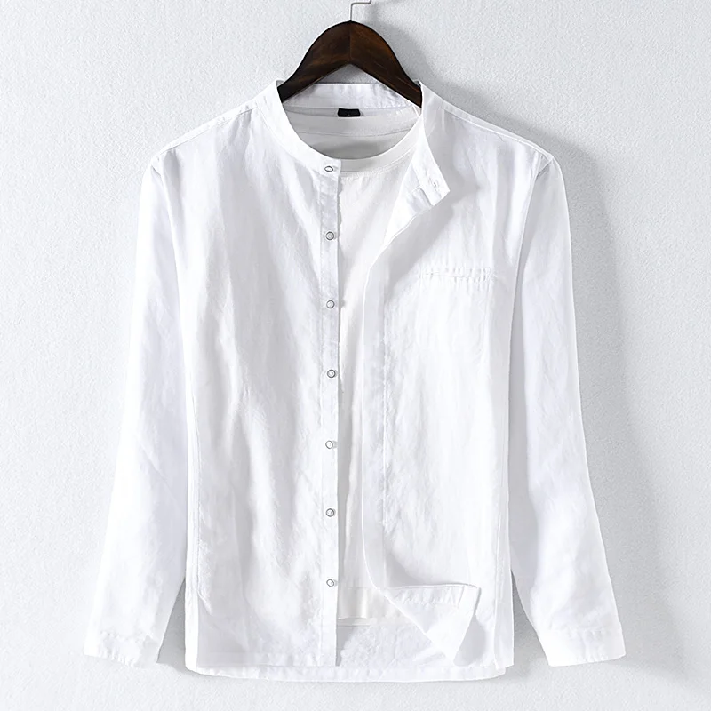 

Suehaiwe's brand shirt men linen spring white shirts for men long sleeve casual shirt mens fashion solid shirt male chemise