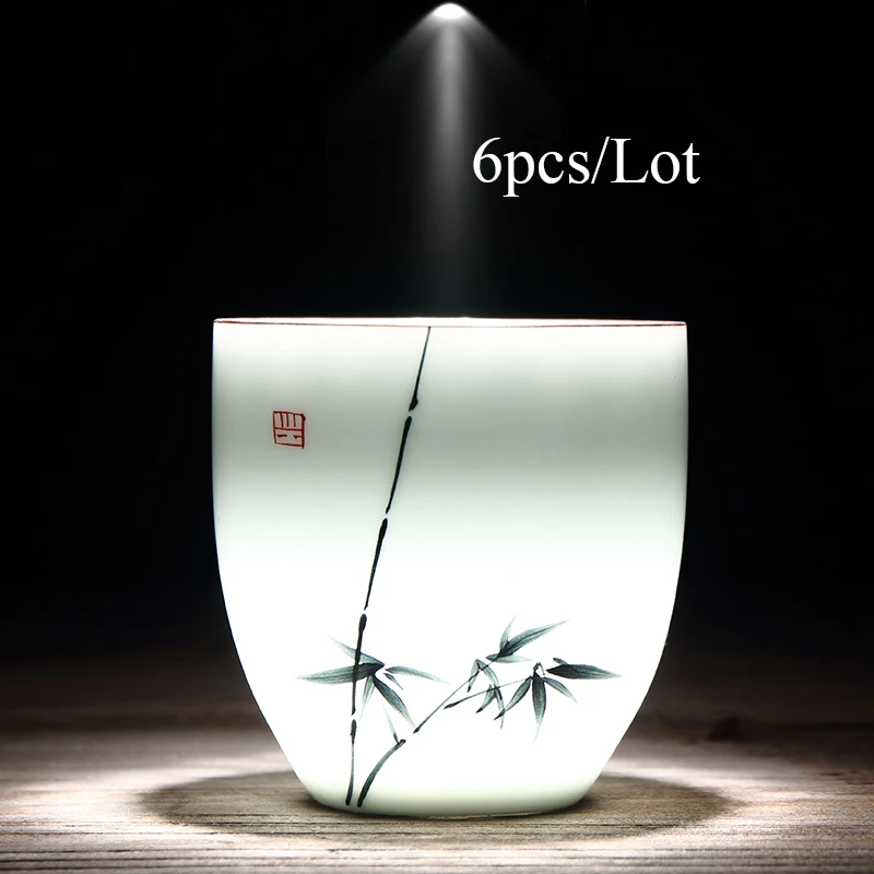 Набор керамических чайных чашек LUWU 6 шт. фарфоровые чашки ручной росписи