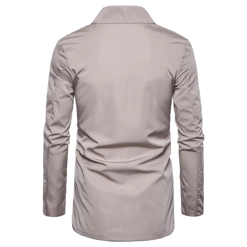 Тренчкот Mirecoo мужской на молнии однотонная длинная куртка модная Повседневная