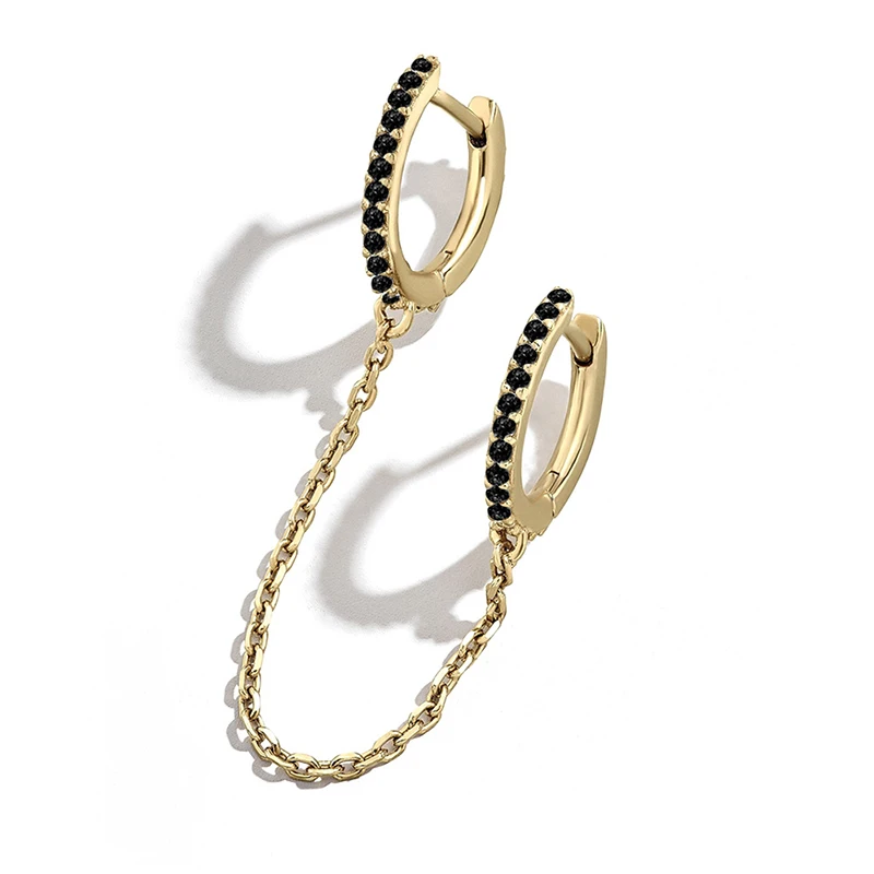

1 PC Copper Fashion Punk Earrings European Stud Hoop Earrings Link Chain for Girl Dangle Chain Drop Ring Earring Unisex Gift