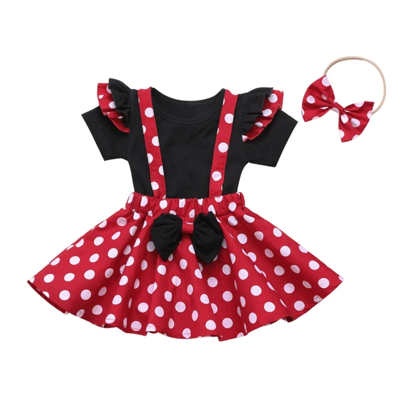 

3pcs baby dresses Toddler Kid Baby Girl Bow Dot Dress newborn girl Cartoon Printed Party Princess Dress