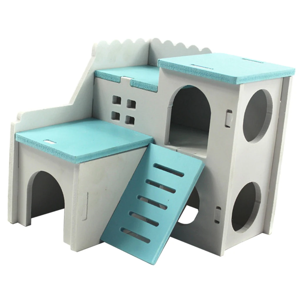 

Double Layer Hamsters Villa Hideout House Climbing Hut Pet Bedding Cage Teeth Caring Toys