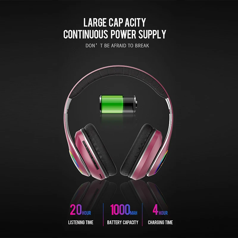 Foldable wireless headset AS-WH03 Bluetooth Headphone 3D stereo Sport gaming With Microphone Earphone Support TF Card FM Radio