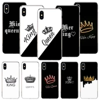 lovers king queen phone case for iphone 11 12 13 pro xs xr x max 7 8 6 6s plus mini 5 se pattern customized coque cover capa