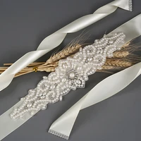 handmade elegant pearls belt for bride satin wedding accessories bridal sash ribbon pearls white beige bridal belt pearls belt