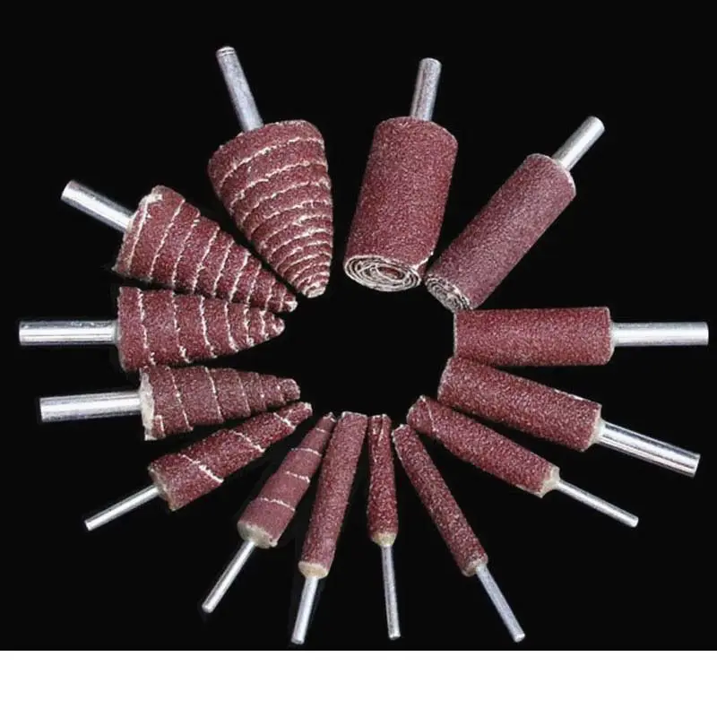 

10pcs 80-320 Mix Size Cylinder Grinding Wheel Head with Handle Sanding Screen Roll Stick Metalworking Derusting Deburring