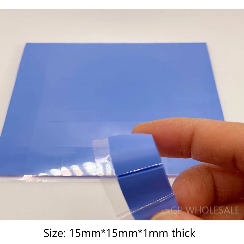 

(100 pcs/lot) 15*15mm Thickness=1mm Blue Silicone thermal pads, Widely used in tablet motherboard chip cooling