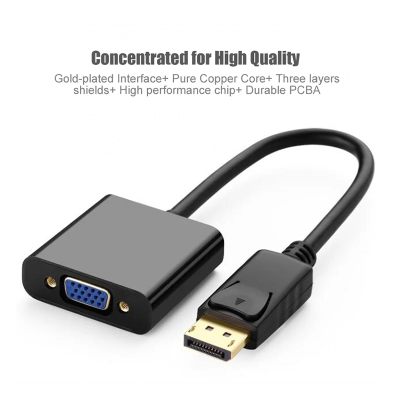 Переходник DZLST DP в VGA переходник 1080P DisplayPort штырь гнездо кабель конвертер адаптер