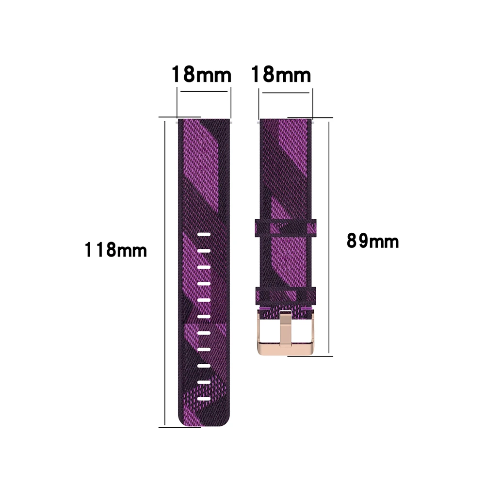 18 мм ремешок тканый нейлоновый для Xiaomi MI band часы Garmin Vivomove3S /4S ископаемых LG Ticwatch C2