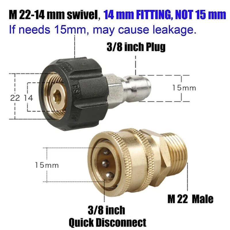 

8pcs Mingle Pressure Washer Adapter Set Quick Disconnect Kit M22 Swivel Pressure Washing 3/8-1/2 Live Connection Quick Plug Set