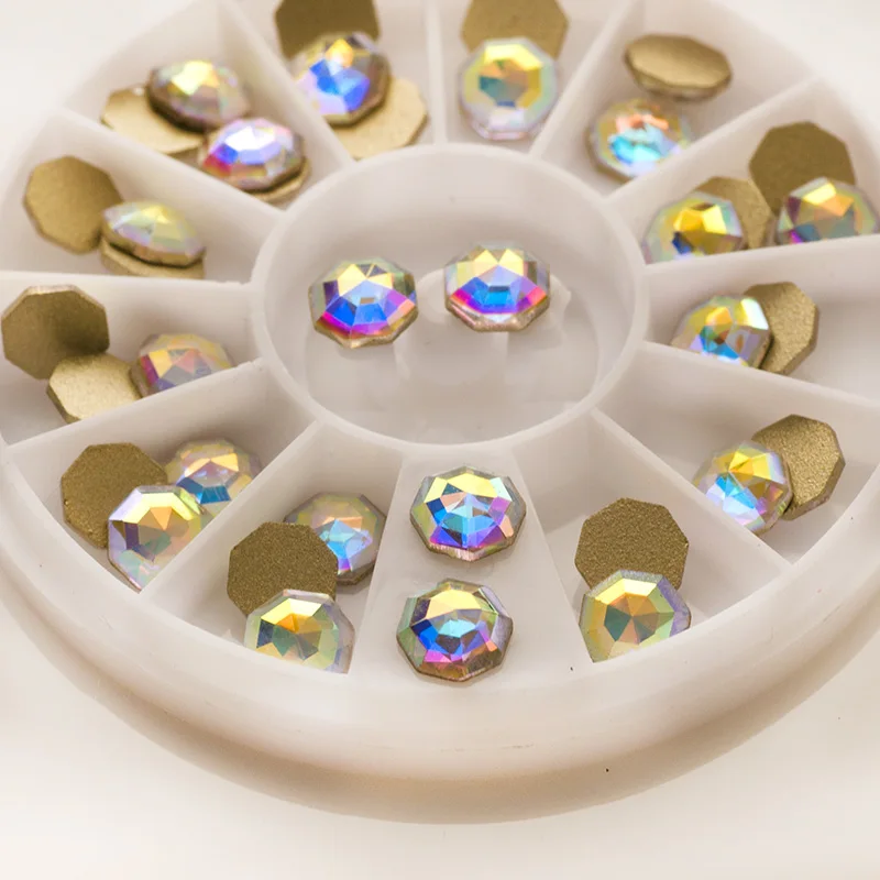 Стразы для дизайна ногтей в форме Solaris Crystal AB стеклянные стразы с плоской задней