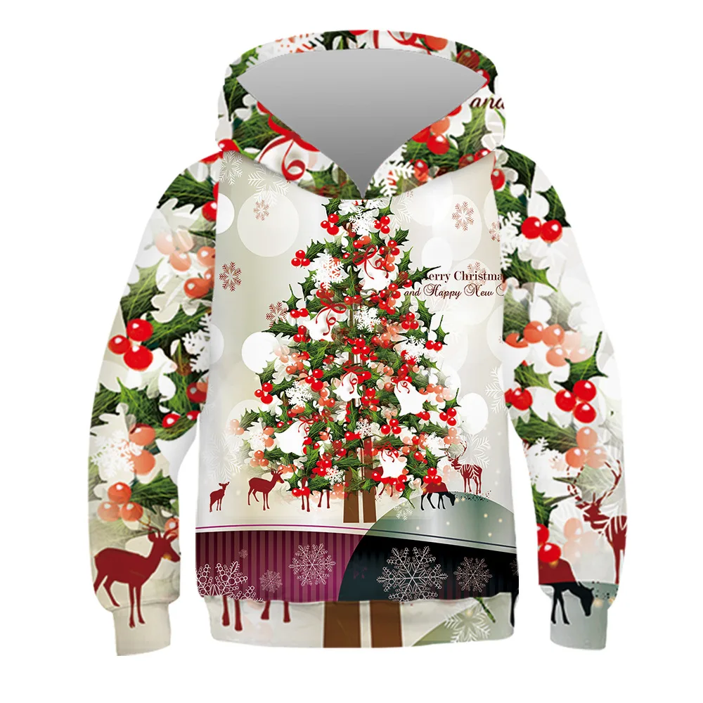 Детская Повседневная Толстовка с капюшоном красная зеленая белая